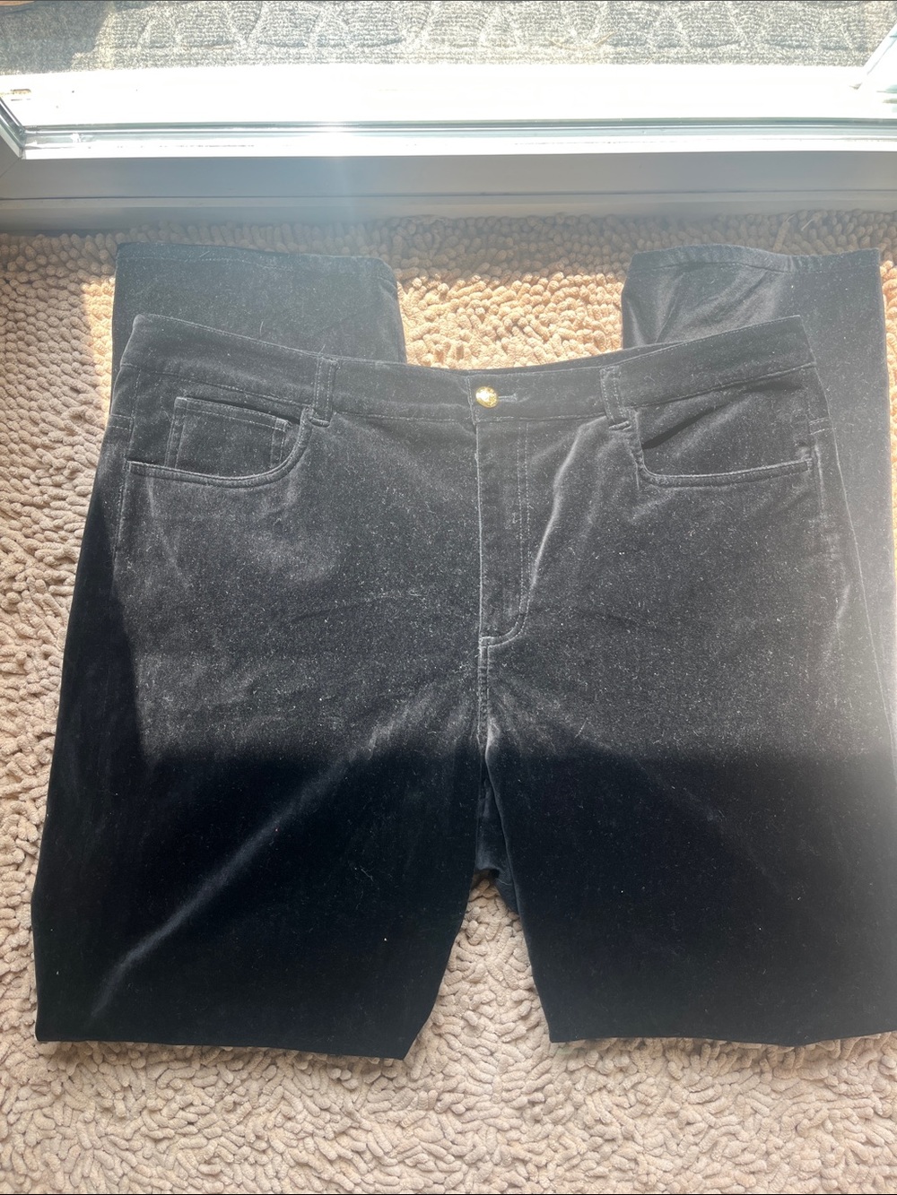 Ralph Lauren Black Velvet Pants with Gold Button